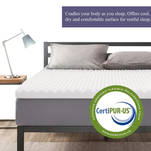 Miniatura 4 de Cubrecolchón de espuma de alta densidad contorneada de 3 pulgadas, certificado CertiPUR-US para una comodidad y apoyo superiores
