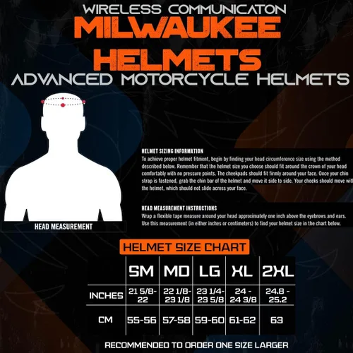 Miniatura 3 de Milwaukee Helmets H520 Casco de motocicleta de cara completa negro con intercomunicador, altavoz y micrófono integrados para hombres/mujeres