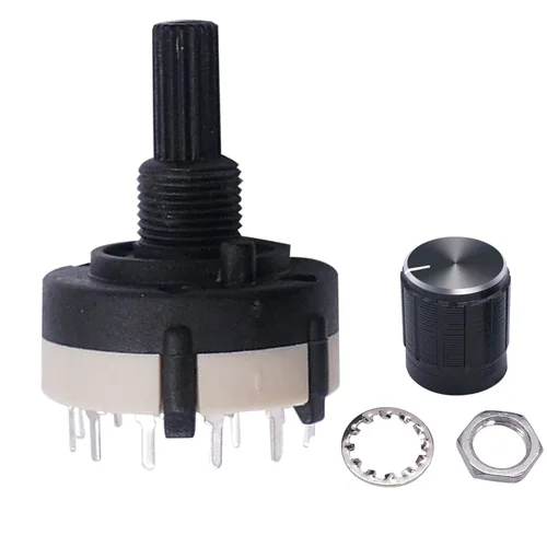 Miniatura 4 de Taiss Interruptor giratorio RS26 1P12T, interruptor de banda de canal de banda, interruptor selector giratorio de 1 polo, 12 posiciones, selector