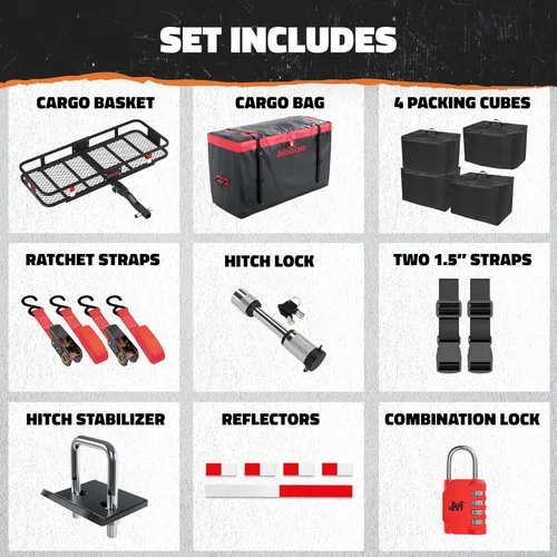 Miniatura 9 de Mockins Soporte de enganche de carga plegable de 48 x 18 x 6 pulgadas y bolsa de carga impermeable de 15 pies cúbicos para cama de camioneta con 4
