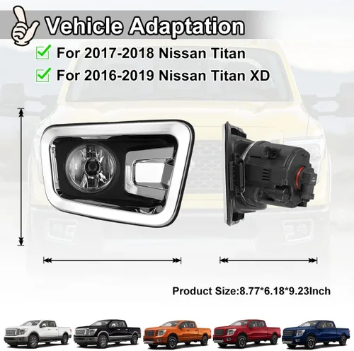Miniatura 4 de Nixon Offroad Juego de luces antiniebla para Nissan Titan 17-18 y Nissan Titan XD 2016-2019 con bombillas halógenas + kit de arnés de cableado +