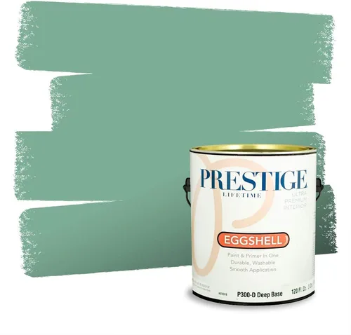 Miniatura 157 de Prestige Paints - Pintura exterior e imprimación en uno, 1 galón, plano, compatibilidad comparable con el color menta «Whipped Mint» de Behr