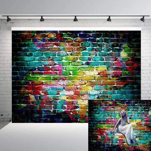 Fondos de fotografía de graffiti de 7 x 5 pies, fondo colorido de pared de ladrillo para fotos de adultos y niños, accesorios de estudio de retrato,