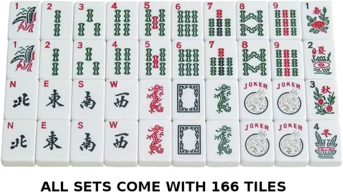 Miniatura 4 de Juego de Mahjong americano por Linda Li™,166 azulejos blancos, 4 rack todo incluido, bolsa suave Azul Paisley, juego Mahjongg completo
