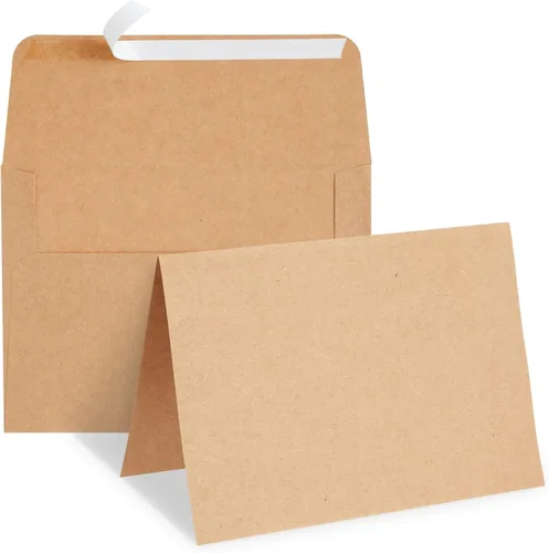 Best Paper Greetings Papel kraft marrón A7 en blanco y sobres para hacer tarjetas, 5 x 7 pulgadas y 5.25 x 7.25 pulgadas, paquete de 50 unidades,