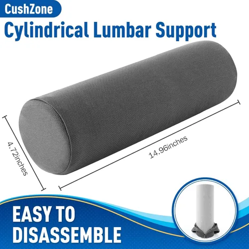 Miniatura 2 de CushZone Cojín de asiento, almohada de soporte de rollo lumbar para silla de oficina, automóvil, silla de juegos, cojín de respaldo de espuma Gris