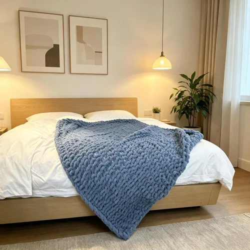 Miniatura 7 de Manta de punto grueso de 40 x 40 pulgadas, manta de felpilla cálida tejida a mano con nudo de cuerda grande suave y gruesa para sofá, cama, sofá