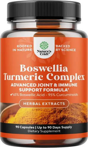 Boswellia Cápsulas de extracto con cúrcuma – Suplemento avanzado de apoyo a la salud inmunológica – Cápsulas de cúrcuma y boswellia serrata de 500