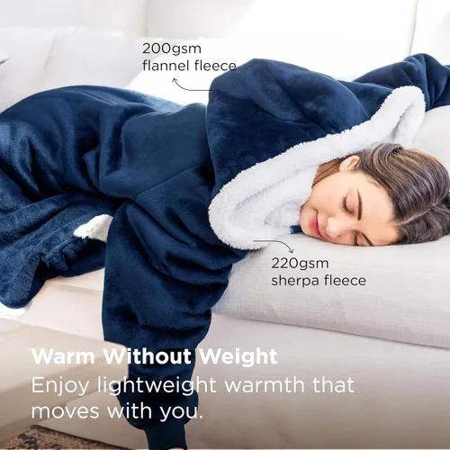 Miniatura 2 de Bedsure - Manta con capucha cálida para mujer, hombre y adolescente, diseño de vellón y sherpa tipo suéter con bolsillos profundos y manga elástica
