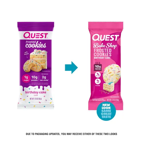 Miniatura 2 de Quest Nutrition Frosted Cookies Twin Pack, Pastel de Cumpleaños, 1g de Azúcar, 10g de Proteína, 2g de Carbohidratos Netos, Sin Gluten, 8