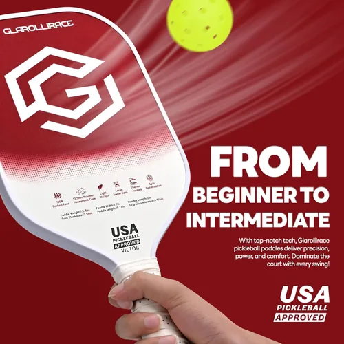 Miniatura 5 de Juego de 2 palas de pickleball 4 raquetas de pickleball, juego de pickleball aprobado por USAPA, superficie de fibra de vidrio fibra de carbono