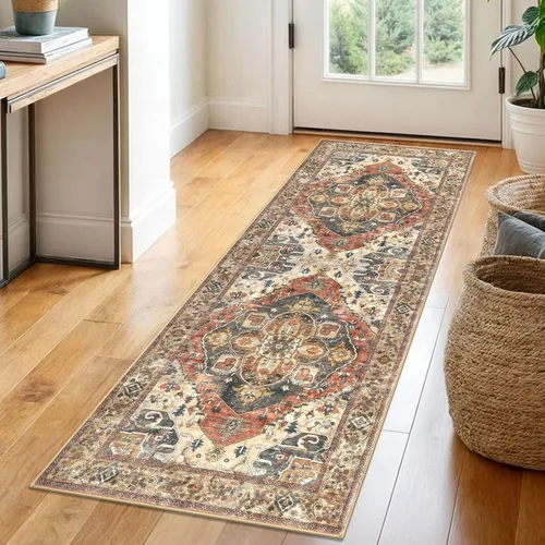Miniatura 97 de SIILOOM Alfombra lavable de 2 x 3 pies, alfombra suave color taupe ceniza para entrada, tapete antideslizante para puerta de interior, tapete