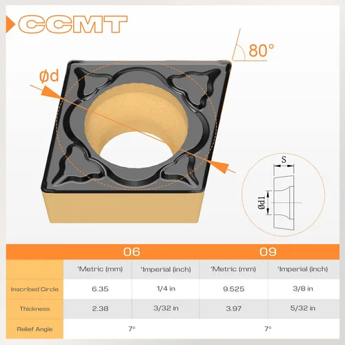 Miniatura 3 de Insertos de carburo CNC CCMT32.51 Ccmt09t304 para herramienta de torneado de torno, cortadores de repuesto de torno recubiertos de estaño