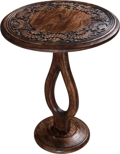 Miniatura 27 de Mesa de café de madera, mesa auxiliar con pilar individual, mesa pequeña, mesita de noche, mesa lateral, mesa de cabecera, mesa lateral de sala