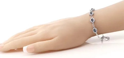 Miniatura 3 de Gem Stone King Pulsera ovalada de plata de ley 925 con topacio místico verde para mujer (4.20 quilates de 7 pulgadas con extensor de 1 pulgada)