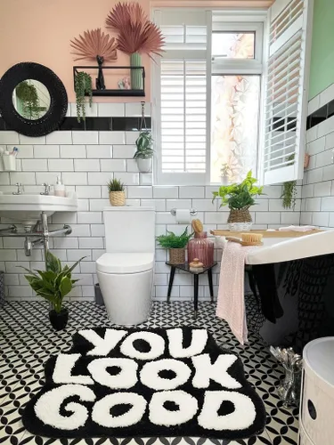 Miniatura 3 de 𝗟𝗮𝗿𝗴𝗲 𝟮𝟰" x 𝟯𝟭" Alfombra de Baño "You Look Good" Linda Alfombra de Baño Lindas Alfombras de Baño Divertidas Alfombras de Baño Divertidas Decoración