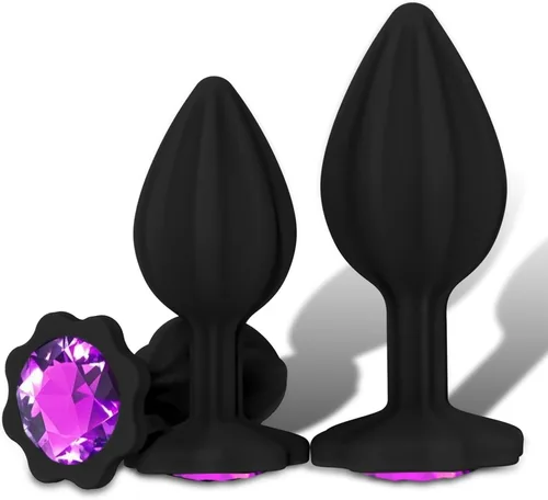 Miniatura 7 de Juguetes sexuales para adultos, 3 piezas de tapones anales de silicona con joyería, kit de entrenamiento anal, juguetes sexuales para juegos, tapón