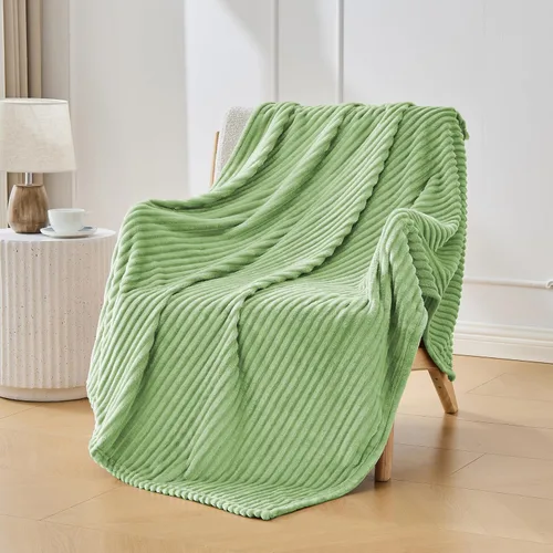 Miniatura 11 de Bnuitland - Manta de franela marrón con funda de almacenamiento, 300 GSM, manta de sofá súper suave con patrón de rayas de forro polar para bebés