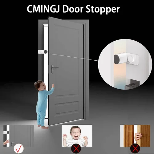 Miniatura 2 de CMINGJ Paquete de 4 topes de puerta ajustables para puerta, tope de puerta para puerta, protector de pellizco para dedos, tope de puerta giratorio