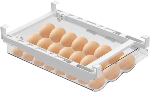 Soporte para huevos para refrigerador, mini organizador de cajones de nevera, contenedor de almacenamiento de huevos transparente para huevos,