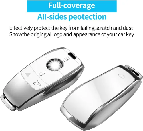 Miniatura 3 de Tukellen para Mercedes Benz Funda para llavero, Protector de llave de TPU suave especial Compatible con 2017-2021 Clase E 2018-2021 Clase S Plateado