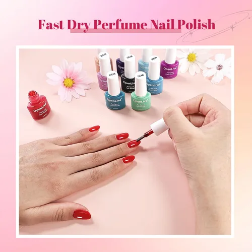 Miniatura 4 de OpenLive Juego de esmaltes de uñas de perfume de 20 colores, rojo, rosa, morado y verde, juego de esmaltes de uñas de secado rápido para mujeres