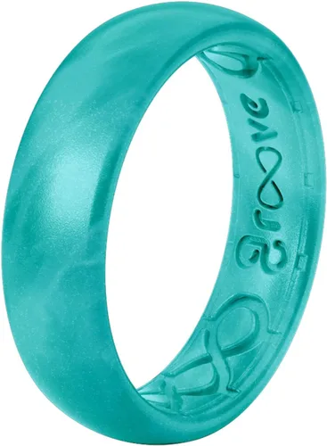 Miniatura 6 de Groove Life Anillo de boda de goma transpirable para mujer, diseño único, anillo de ajuste cómodo