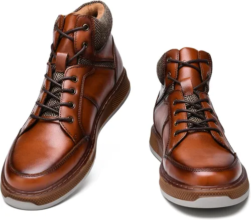 Miniatura 9 de Holy dove Men's Casual Oxford Sneaker Boots Mid-Top Lace-Up Fashion Ankle Chukka Boot Genuine Leather Upper Fashion Shoes for Men Comfortable and
