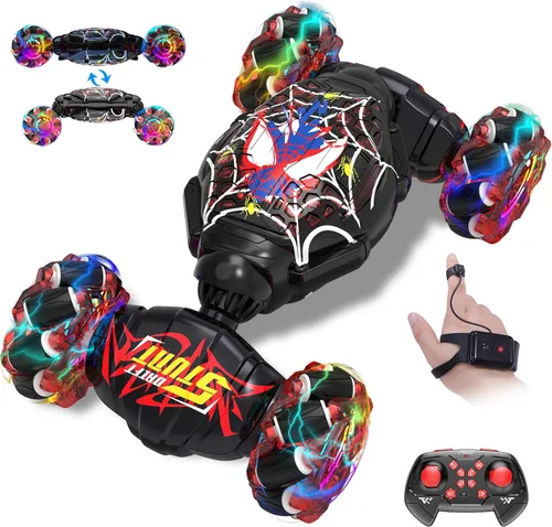 Miniatura 10 de Nikuku - Auto a control remoto - 2.4GHz 4WD con detección de gestos, juguetes RC de acrobacias para niños y niñas de 6 a 12 años, autos RC de Rojo