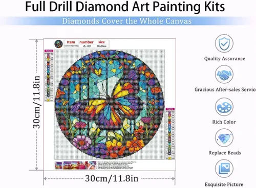Miniatura 4 de RYMILIE Kits de Pintura de Diamantes para Adultos - Flores de Mariposa Kits de Arte de Diamantes 5D DIY Taladro Completo Pinturas de Puntos