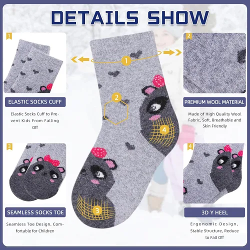 Miniatura 28 de Eocom 6 pares de calcetines de invierno cálidos de lana para niños y niñas