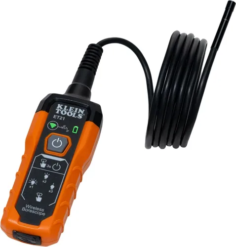 Klein Tools ET21 Boroscopio WiFi con luz, cámara de inspección para iPhone y Android, cámara impermeable, IP67 clasificada, iluminación LED ajustable