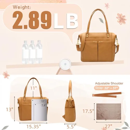 Miniatura 5 de MOMINSIDE Bolsa de pañales, mochila de cuero para pañales con 13 bolsillos para mamá y papá, bolsa de bebé convertible para niños y niñas, bolsa