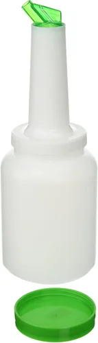 Miniatura 10 de Winco Botella de licor/jugo de 2 cuartos de galón, boquilla blanca y tapa