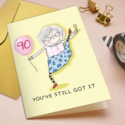 Miniatura 4 de Qiliji Divertida tarjeta de cumpleaños 90 para mujer, tarjeta de cumpleaños de 90 años para ella, tarjeta de felicitación de feliz cumpleaños