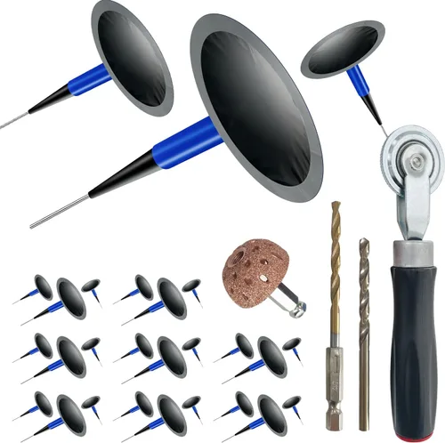 Kit de herramienta de reparación de neumáticos Socpuro que incluye 24 piezas de tapones de parche de neumáticos, rueda de pulido de tungsteno,