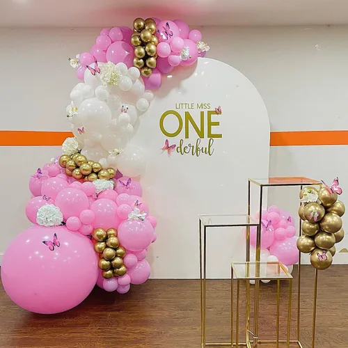 Miniatura 3 de Kit de arco de guirnalda de globos rosa bebé, 110 globos de látex rosa, 5/10/12/18 pulgadas, revelación de género, baby shower, boda, decoración