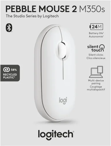 Miniatura 11 de Ratón Logitech Pebble Mouse 2 M350s Slim Bluetooth inalámbrico, portátil, ligero, botón personalizable, clics silenciosos, Easy-Switch para Windows