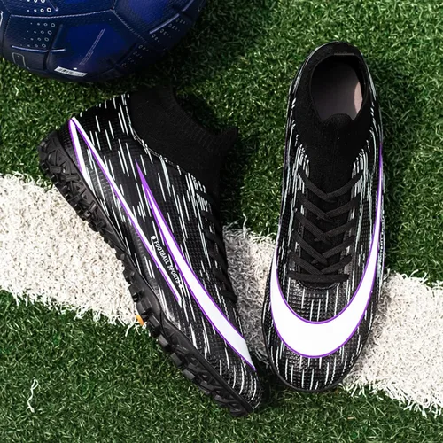 Miniatura 2 de UYO Tacos de fútbol para hombre, zapatos de fútbol AGFG High-Tops con cordones antideslizantes