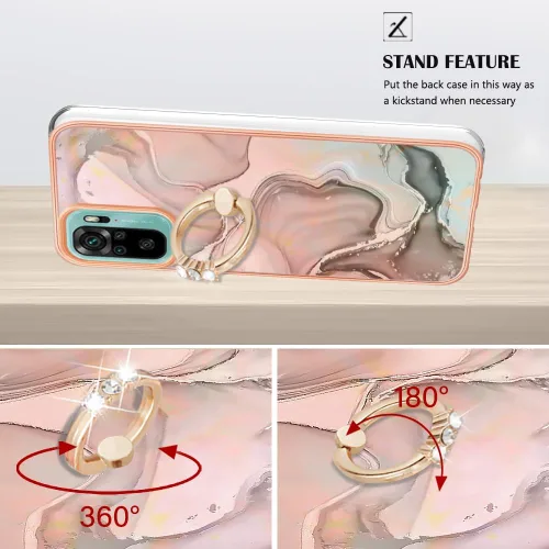 Miniatura 4 de XYX Case Compatible with Xiaomi Redmi Note 10s, TPU Marble Shockproof Bumper Slim Full-Body Protective Phone Case Cover with 360 Rotating Ring