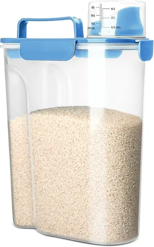 Miniatura 12 de Viretec Recipiente de almacenamiento de arroz, dispensador hermético de alimentos secos de 15 a 20 libras, recipiente de comida para mascotas