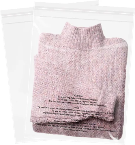Miniatura 8 de Bolsas de polietileno transparente autosellantes de 9 x 12 pulgadas (100 unidades) con advertencia de asfixia para embalaje, envío, ropa, camisas