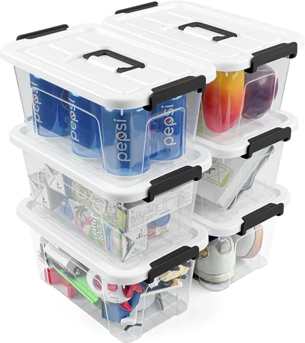 Miniatura 11 de NUMIFUN Cajas de Almacenamiento de Plástico con Tapas, Juego de 6 Organizadores de Almacenamiento, Cajas de Almacenamiento Apilables de 6.6 litros