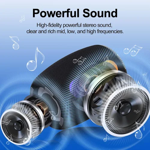 Miniatura 2 de Altavoz Bluetooth portátil, potente altavoz inalámbrico estéreo de sonido fuerte 2026, 8 modos LED, IPX5 impermeable, hasta 36 horas