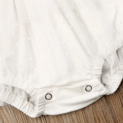 Miniatura 5 de Mameluco de tutú de tul con flores de encaje para bebé, vestido de princesa para primer cumpleaños, ropa de fiesta