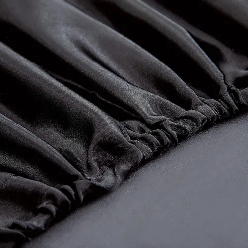 Miniatura 4 de Homiest Sábanas Ajustables de Satén Negro Tamaño Twin XL de Bolsillo Profundo Ropa de Cama Lujosa y Ultra Suave Sábana Inferior
