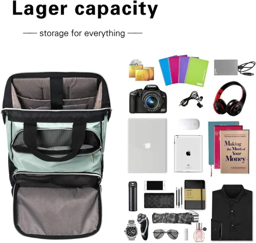 Miniatura 2 de Hap Tim - Mochila para Laptop, Mochila de Viaje para Mujer, Mochila de Trabajo, Verde Negro, Grande, Mochilas de viaje