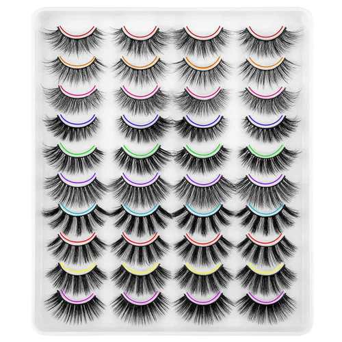 DYSILK - 20 pares de pestañas postizas 6D de imitación de visón, impresionantes, largas, hechas a mano, aspecto natural, reutilizables, gruesas y