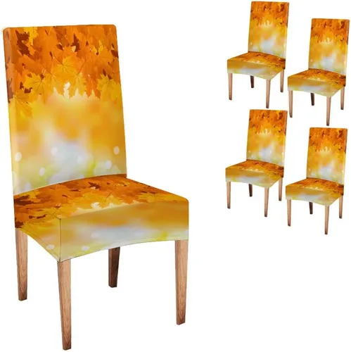 Miniatura 49 de CAPSCEOLL Juego de 4 fundas elásticas para sillas Parsons de color marrón y gris, universales, extraíbles y lavables, fundas de asiento protectoras