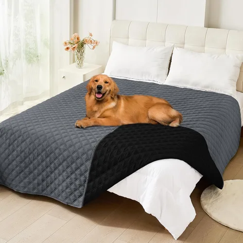 Miniatura 166 de Smiry Funda impermeable para cama de mascota, suave y lavable, para muebles, cama, sofá, reversible, a cuadros (30 x 53 pulgadas, color beige/beige)